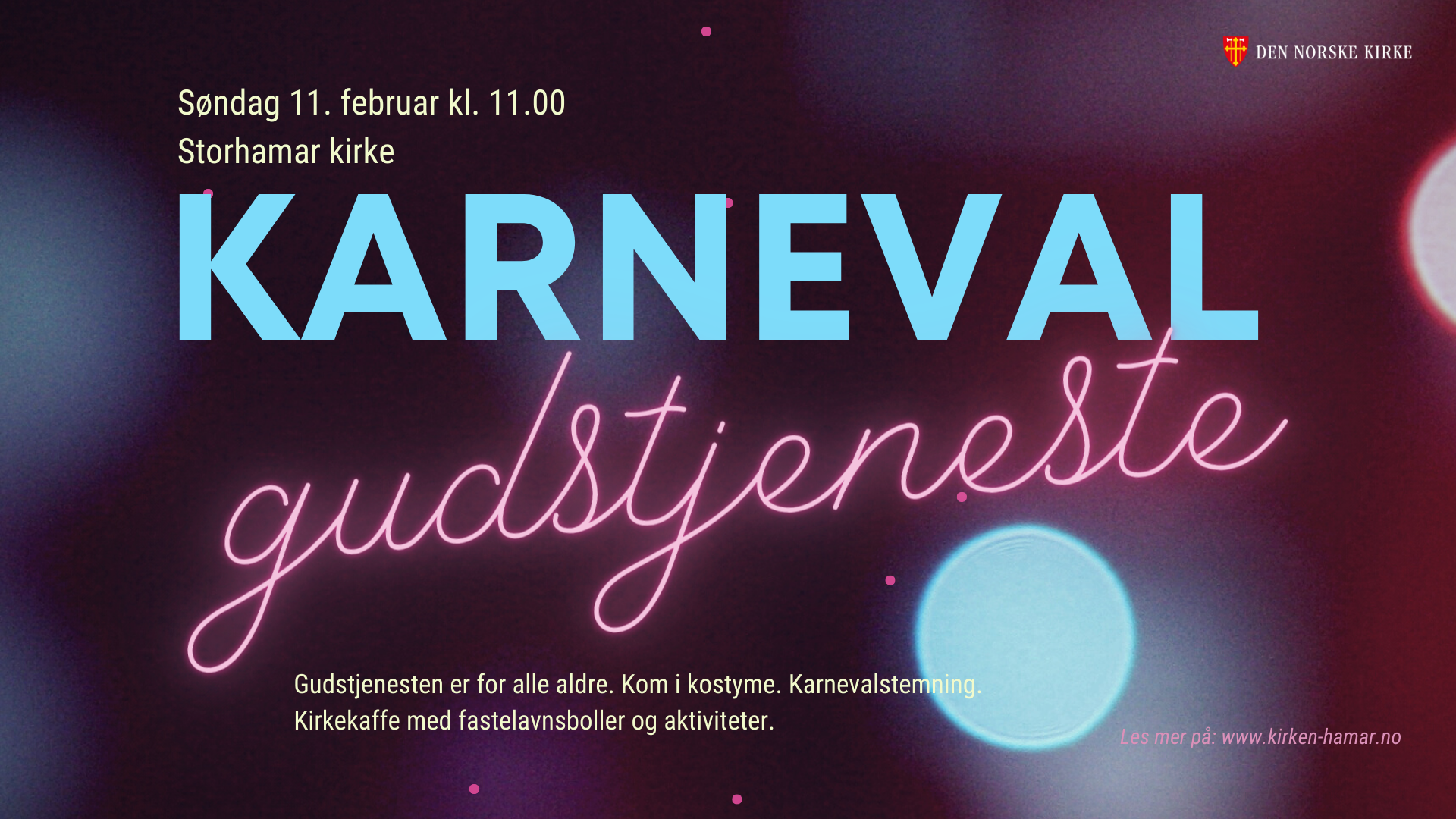 skilt med karnevalgudstjeneste